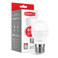 LED лампа MAXUS G45 6W теплый свет E27 (1-LED-541)